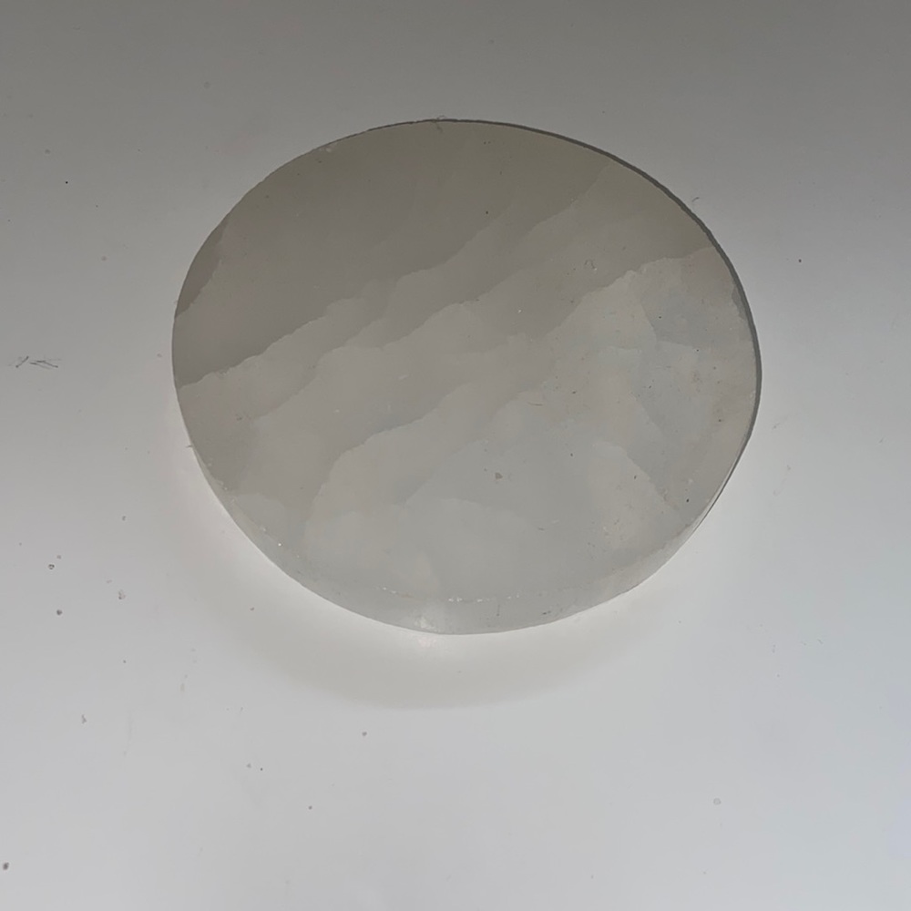 Selenite spiritual cleansing plate and black tourmaline orange